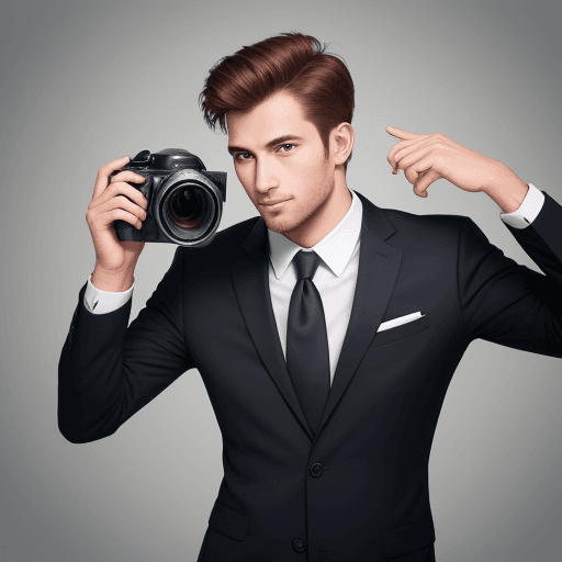 AI generated: handsome business man 
as photographer
