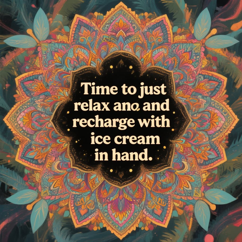 AI generated:   A mandala design incorporating an inspirational quote for summer vibes, with the text "Time to jus...