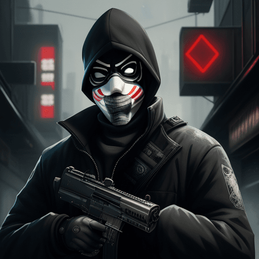 AI generated: payday snow masked heist anime wallpaper, payday 2 wallpaper, in the style of cyberpunk dystopia, ci...