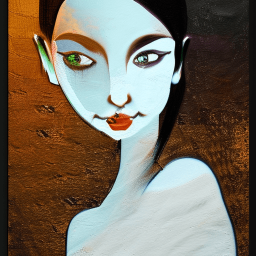 AI generated: Painterly, shadow play, a gorgeous woman as a silhouette in darkness, slender body covered in oily s...