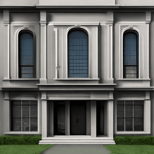 AI generated: Hyper realistic eye level exterior photo of a mid centur