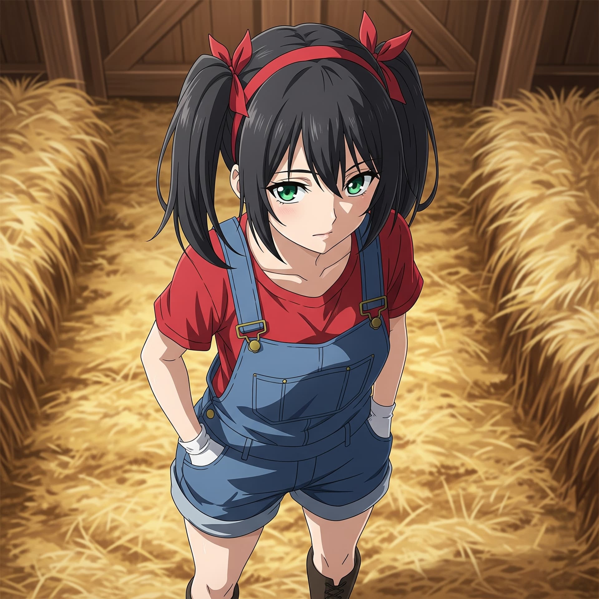 AI generated: A masterpiece of absurdres hentai art, showcasing a single girl with medium-length black hair styled...