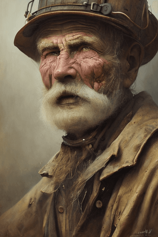 AI generated: a portrait of an old coal miner in 19th century, beautiful painting with highly detailed face by gre...