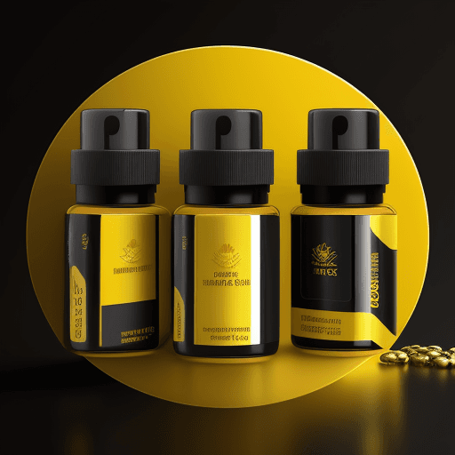 AI generated: Health medicine packaging, yellow, black gold, high-end

