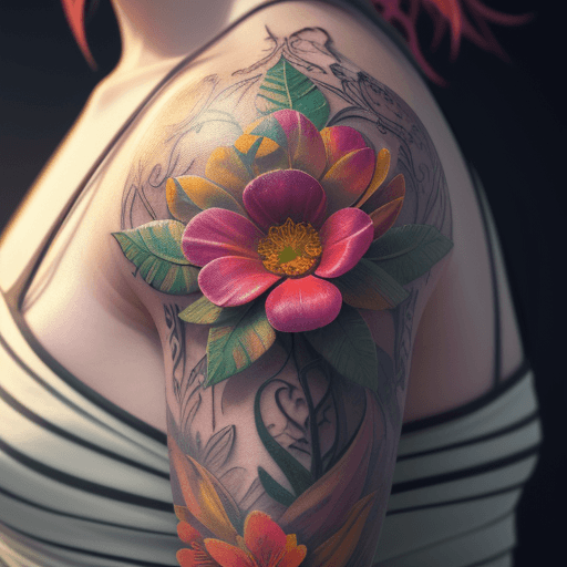 AI generated: Old School Tattoo of a flower, intricate artwork, bright colours, octane render, artwork, cinematic,...