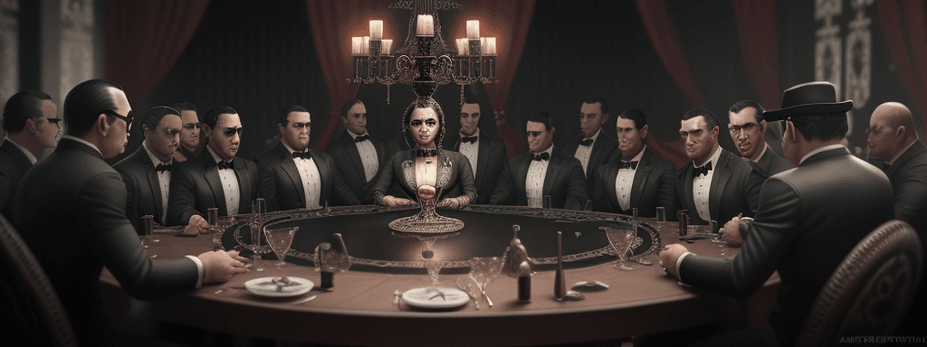 AI generated: mafia,12person,table,mafia game, intricate artwork . octane render, trending on artstation,t symmetr...