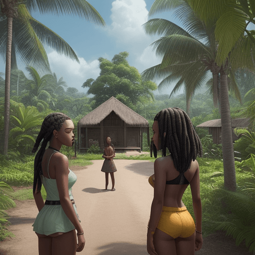 AI generated: The scene is the main characters are 4 black girls with cornrows as heart style playing , the backgr...