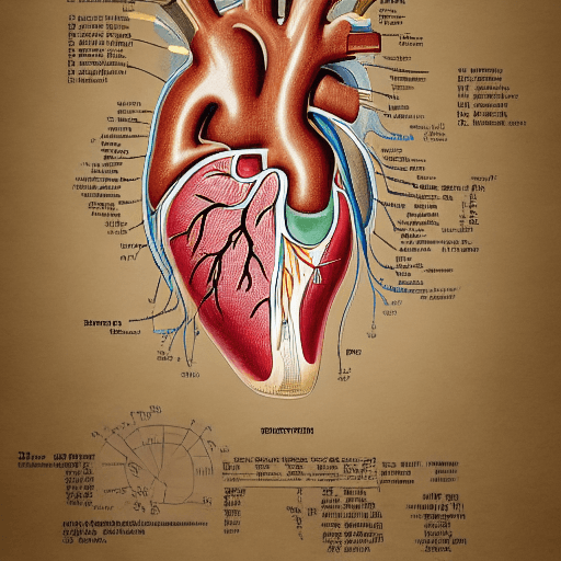 AI generated: anatomy poster of human heart::  technical drawing:: infographic:: engineering blueprints:: handwrit...