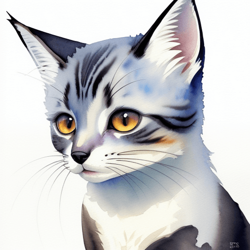 AI generated: Watercolor painting of a cat Brush paintings by Lorraine Fox featured on deviantart furry art behanc...