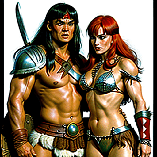 AI generated: Conan the Barbarian with Red Sonja