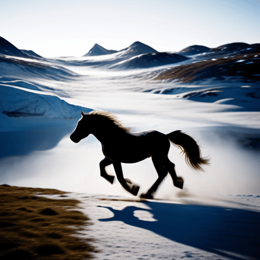 AI generated: a horse running in a greenland