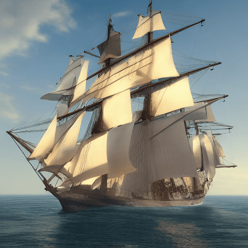 AI generated: Photo of a ultra realistic sailing ship, dramatic light, pale sunrise, cinematic lighting, battered,...
