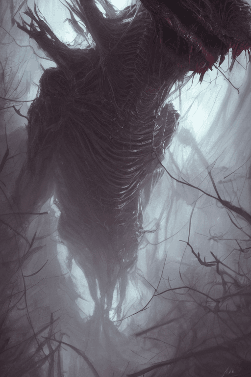 AI generated: scary alien creeping in the shadows, highly detailed, scary atmosphere, horror, cinematic lighting, ...