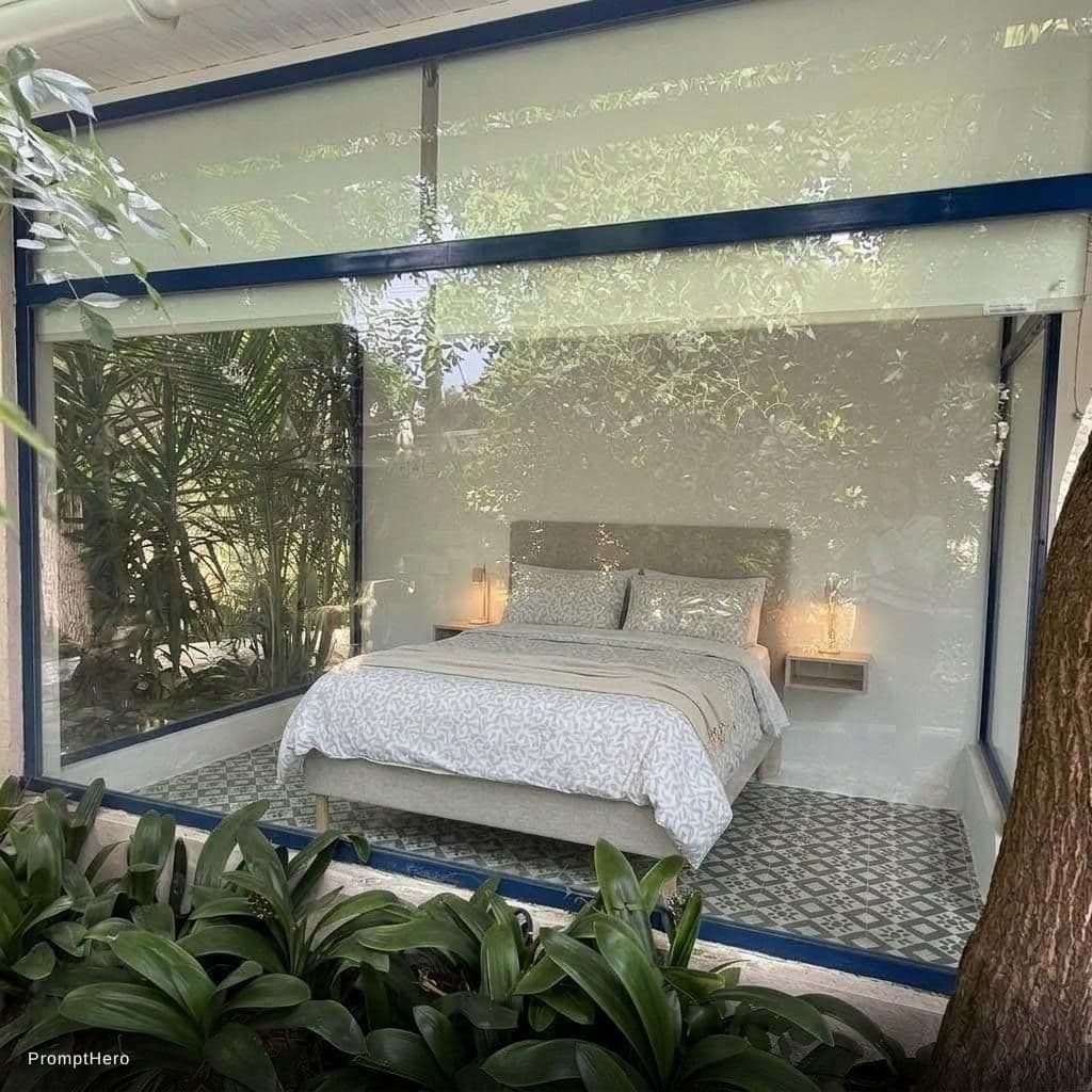 AI generated: Rotate the bed by 90 degrees onlly so that the head is on the white wall. 