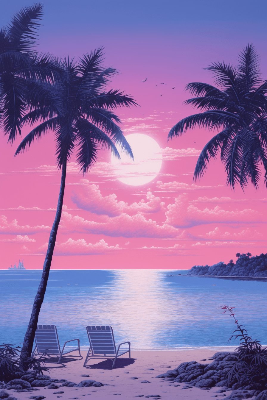 AI generated: The atmosphere of a serene beach, romantic, inspired by Horace Vernet, pastel color scheme, ethereal...