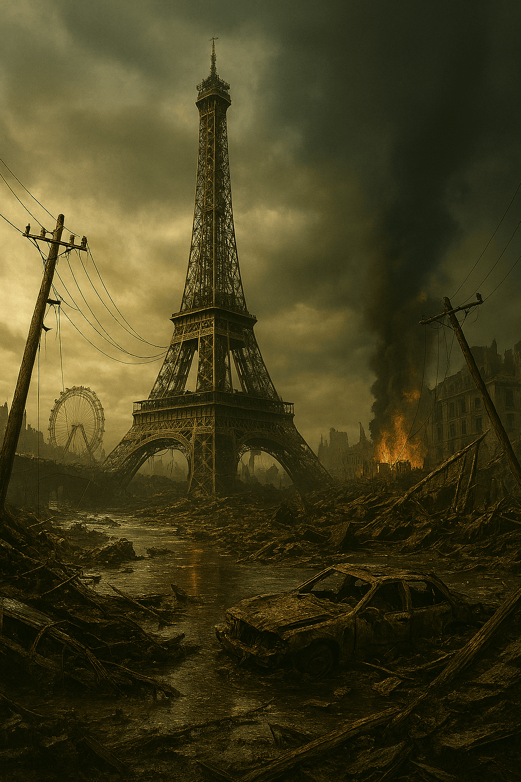 AI generated: create a scence of the world in choas around year 2500 based on the current global events and eco sy...