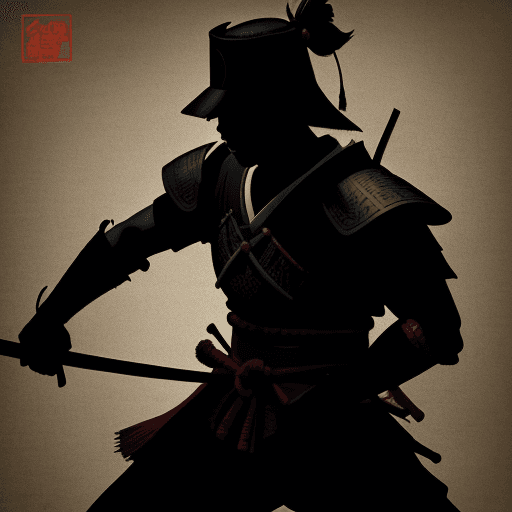 AI generated: ilustrasi serigala, vibe jepang, samurai, gelap, siluet
