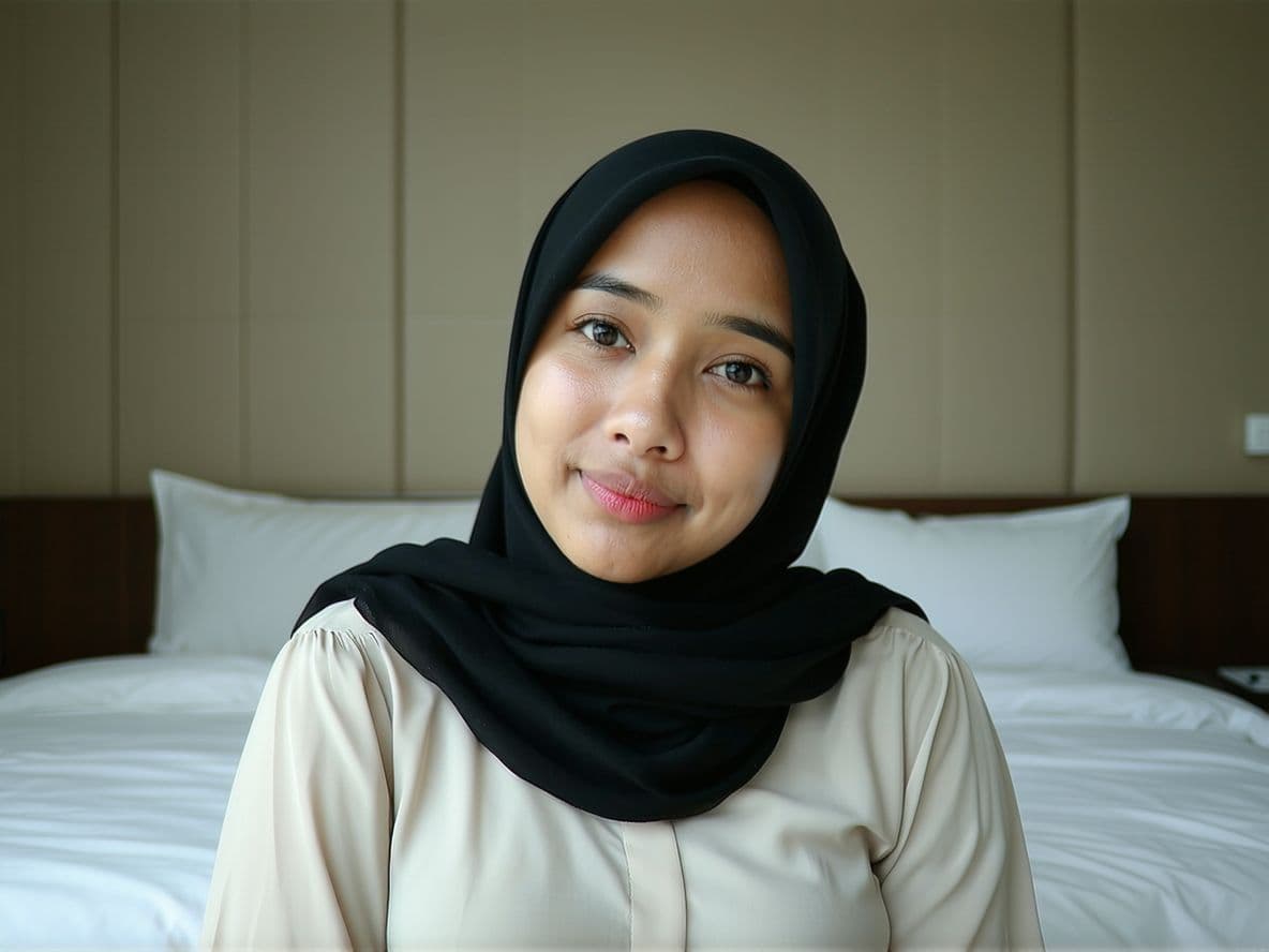 AI generated: pov a submissive Malay hijab girl having sex in missionary position while she is rubbing her clit, s...