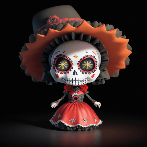 AI generated: funko doll catrina, dia de muertos art, dia de los muertos,  colorful, flat, octane render, global i...