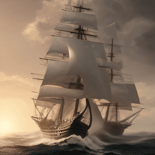 AI generated: Photo of a ultra realistic sailing ship, dramatic light, pale sunrise, cinematic lighting, battered,...