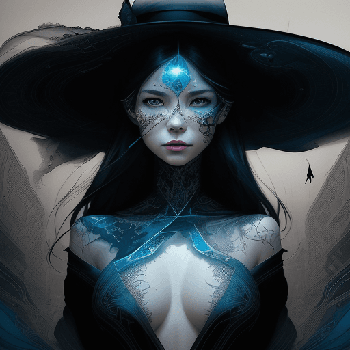AI generated: mysterious silhouette woman with hat, by Minjae Lee, Carne Griffiths, Emily Kell, Steve McCurry, Geo...