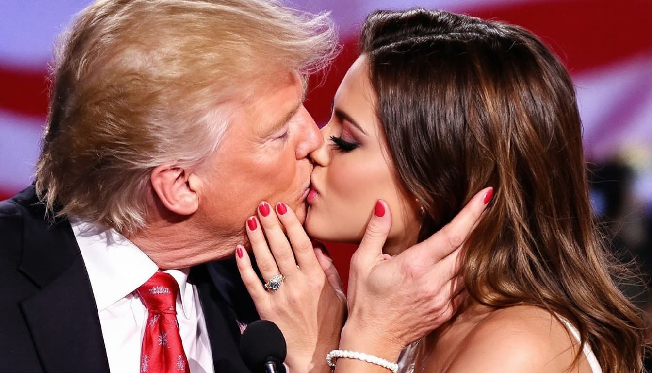 AI generated: Selena Gomez kiss trump 