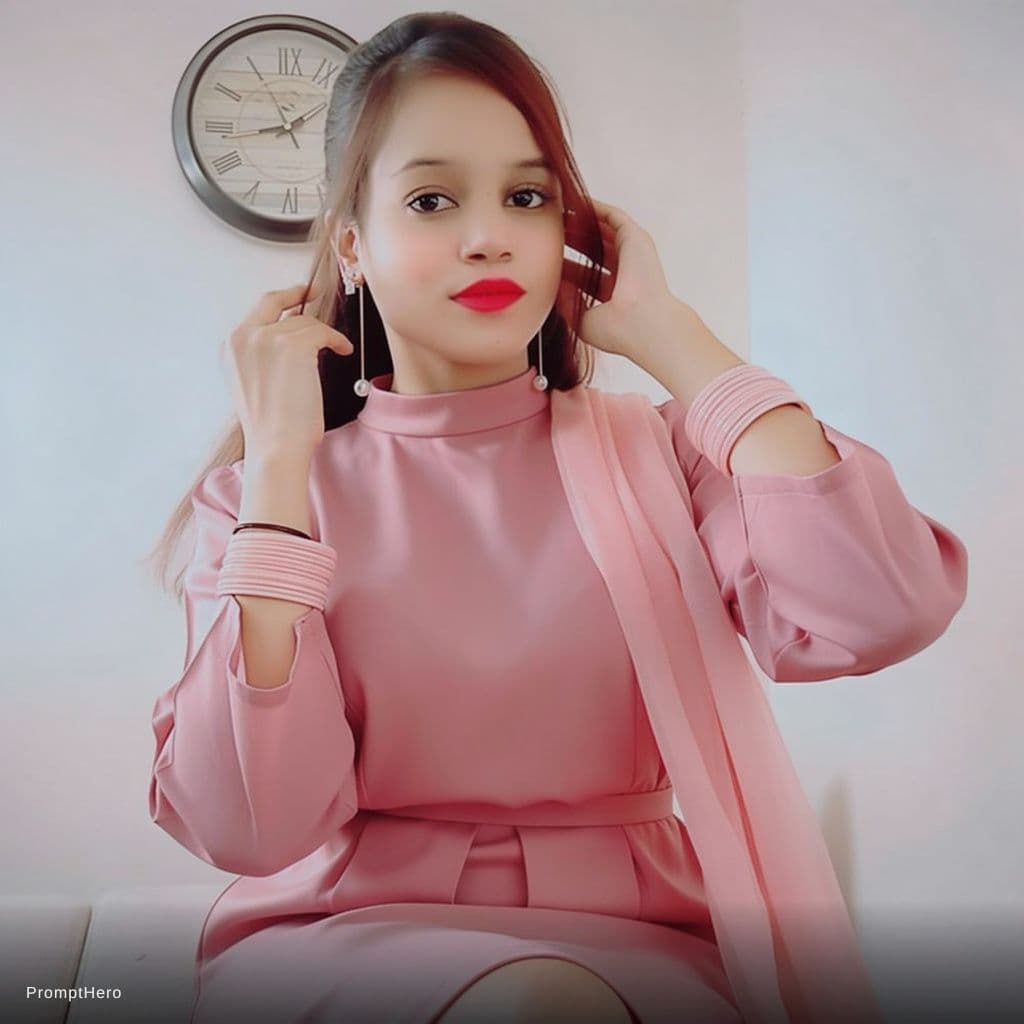 AI generated: A girl wearing a simple pink mini bra only 