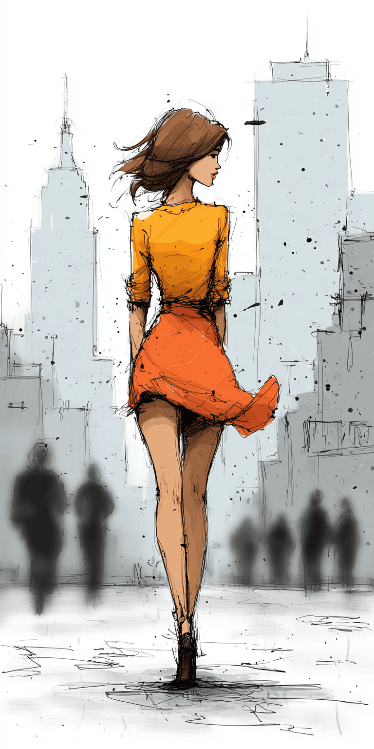 AI generated: drawing of a woman, in the style of dynamic expressionist style --chaos 75 --ar 1:2 --sref 297089034...