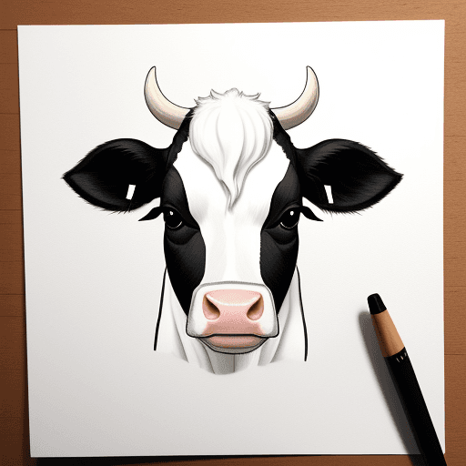 AI generated: A cow drawing minimalist and cute with focus on the ears