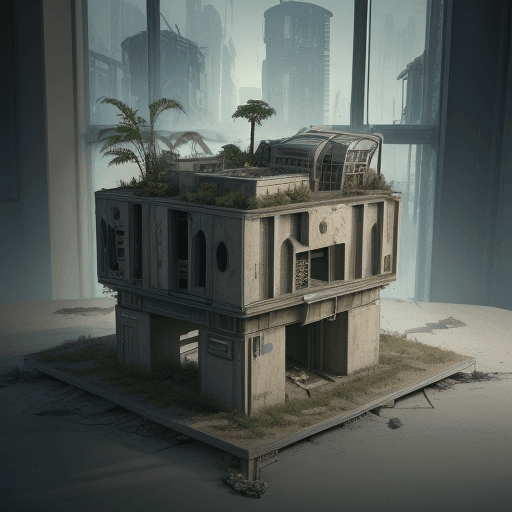 AI generated:  human extinction, plants, furniture, greenhouse gas, dream, future, inanimate, carbon-based, death,...