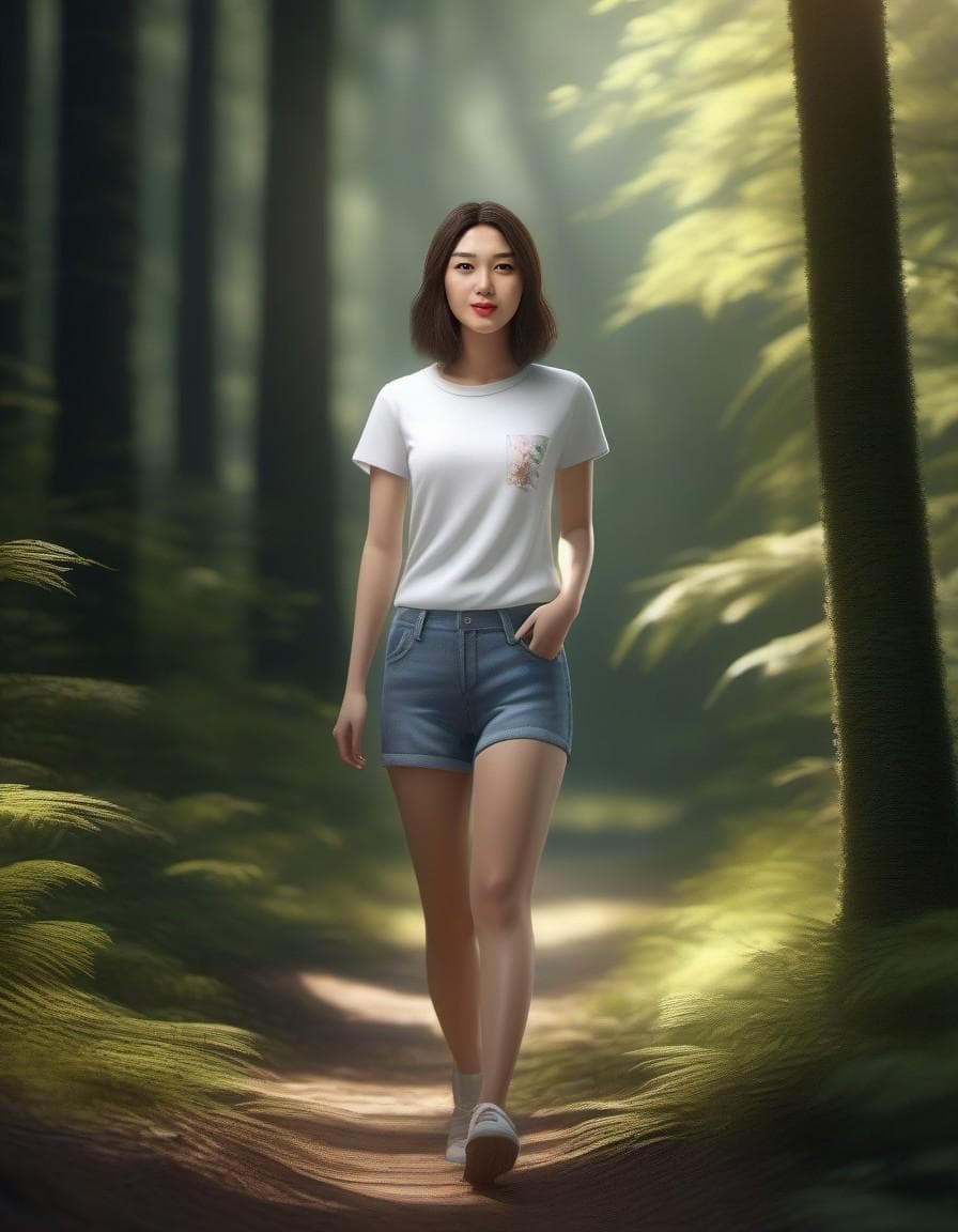 AI generated: masterpiece, best quality, octane render, hyper-realism, photorealistic, woman, Daniela wearing t-sh...