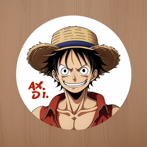 AI generated: a sticker of Monkey D. Luffy from one piece, straw hat, smirk smile, anime style, minimalist design ...