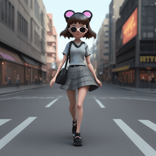AI generated: 3d image, cute girl, walking on a busy street in the style of Pixar --ar 1:2 --stylize 750
