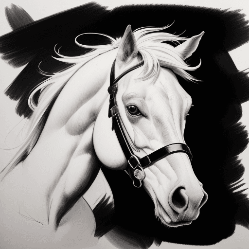 AI generated: a pencil drawing of a horse, in the style of bold, gestural strokes, expressive facial animation, la...