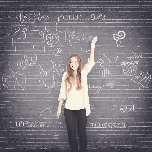 AI generated: Render a digital artwork featuring a girl with long flowing hair, holding a chalkboard displaying th...