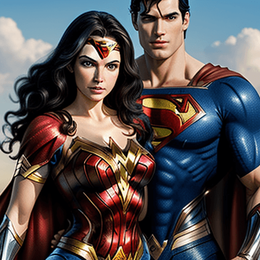 AI generated: Superman and Wonder Woman in short sleeves