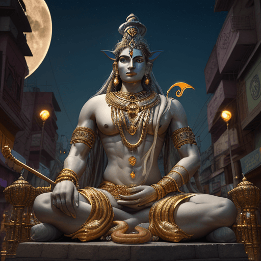AI generated: A surreal, dreamlike festival flickering where a bustling Indian city street at night background. A ...