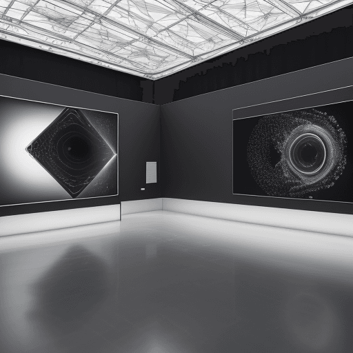 AI generated: Photography, the future interactive multimedia center of a cultural museum, with data particles floa...