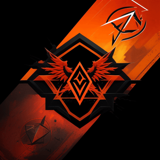 AI generated: Logo gaming wear, concept, phoenix, nonagon, colour black and red and orange, gaming, dynamic, iconi...
