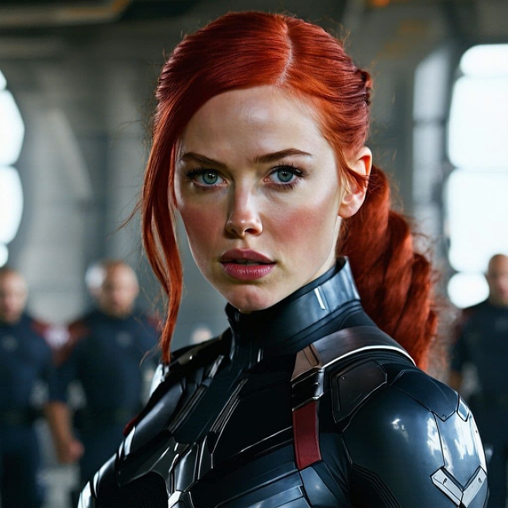 AI generated: A realistic image of Scarlett Johansson as Black Widow 