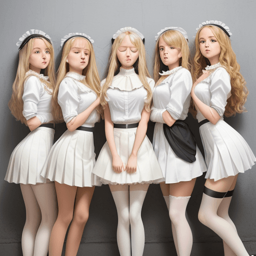 AI generated: Full body frame, a group of perfect teen girls with gorgeously flowing blonde hair, lined up against...