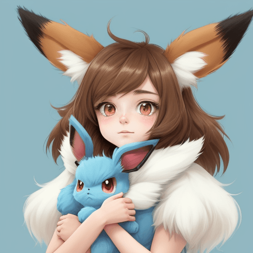 AI generated: pokekid, eevee, fluffy girl, furry girl