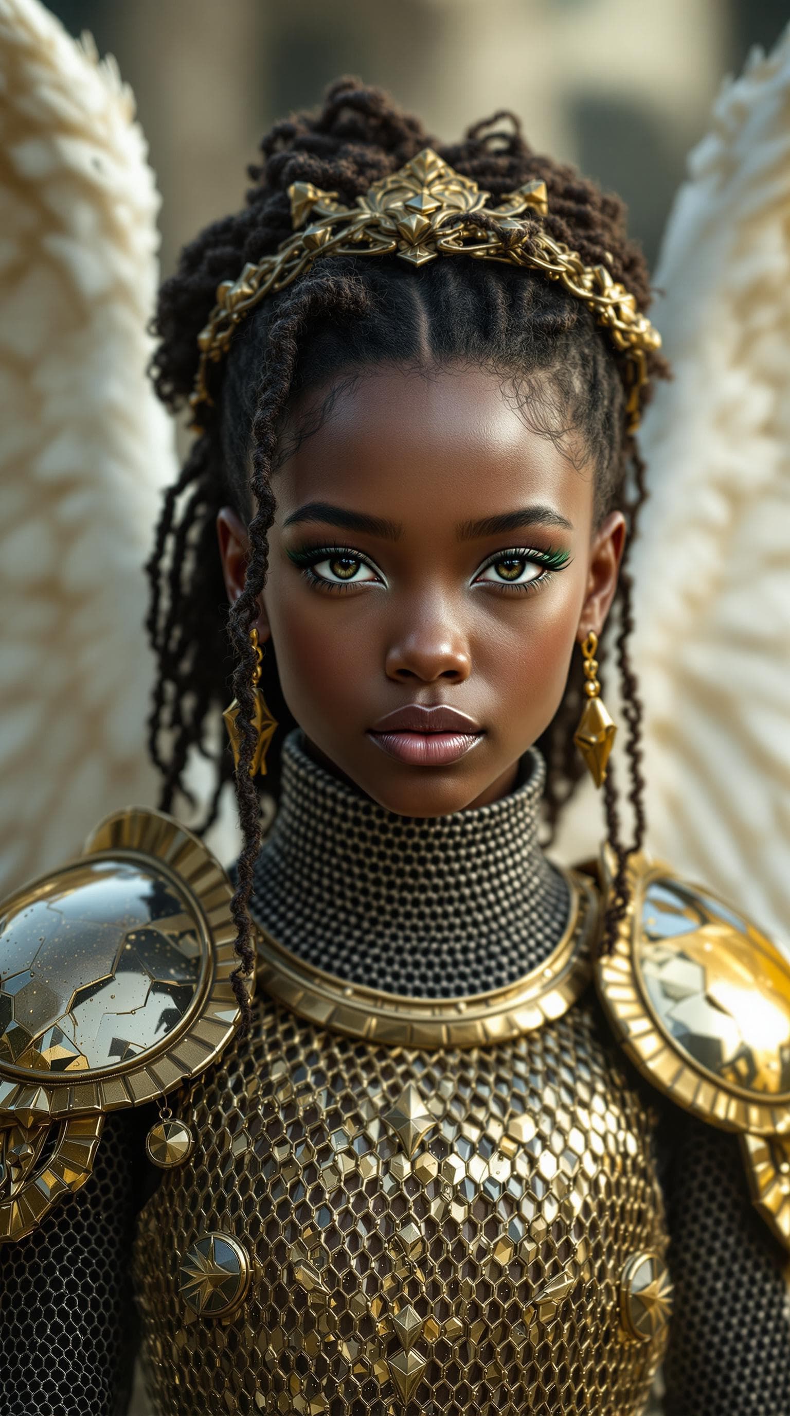 AI generated: a professional photo of a exceptionally of the most beautiful black african  angelic girl in the wor...