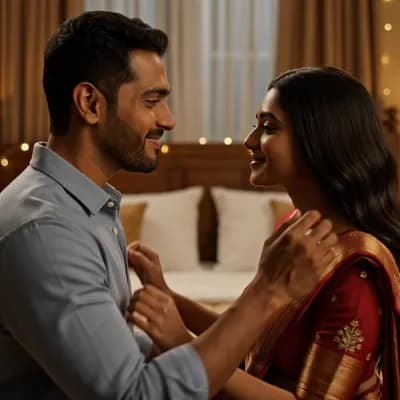 AI generated video: indian couple kissing