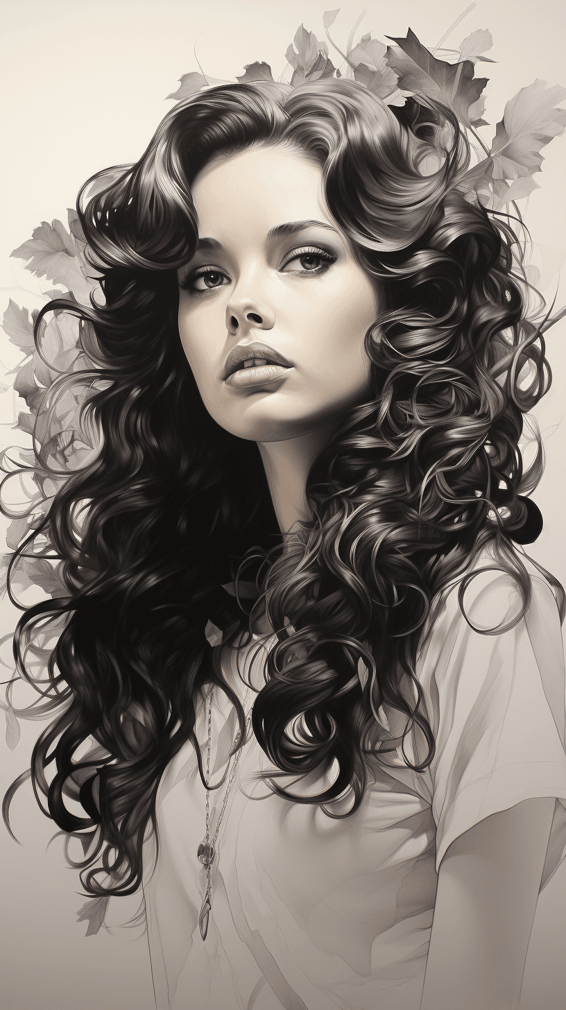 AI generated: a drawing of a woman in black and white, in the style of airbrush art, lush and detailed, celebrity-...