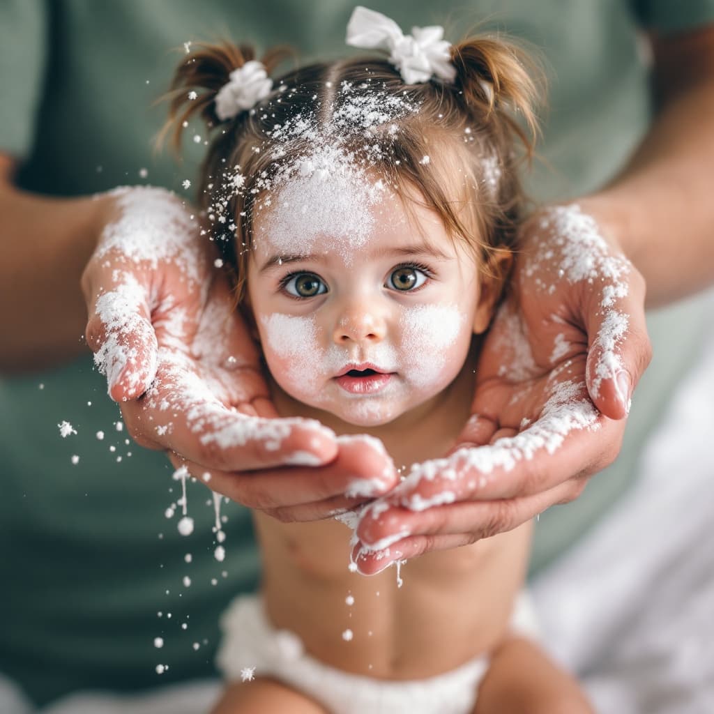 AI generated: Diaper change girl powder