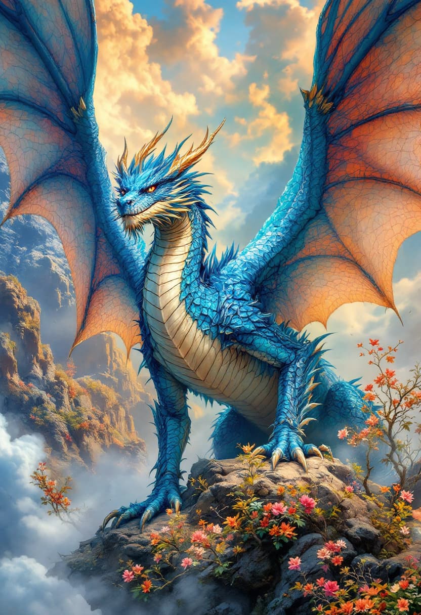 AI generated: A strong Dragon (((full body view))) that emphasizes strong character, view looing to the camera . p...