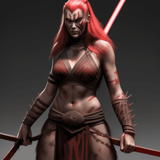 AI generated: tall female human warrior maul 
