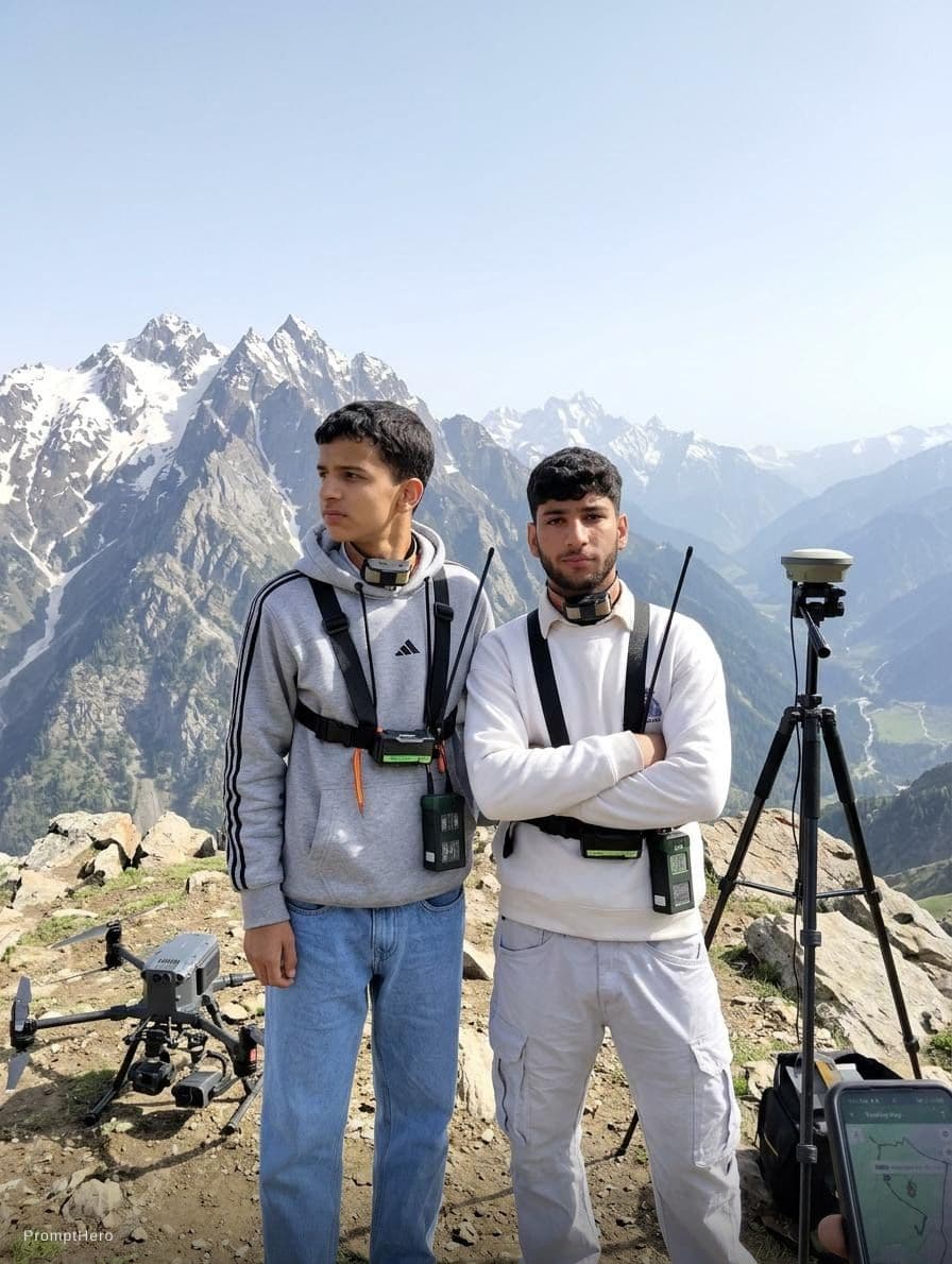 AI generated: 
On the mountain with tracking equipment