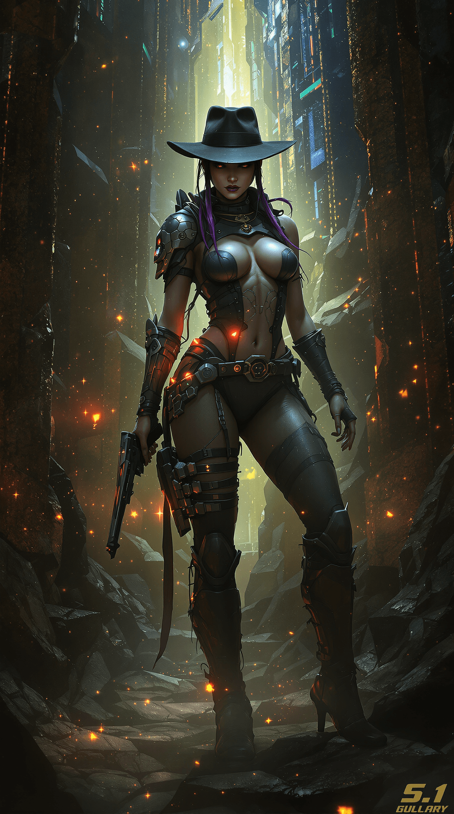 AI generated: galaxy cybergoth Indiana Jones by Vladimir Matyukhin --ar 800:1600 --v 5.1 --style raw